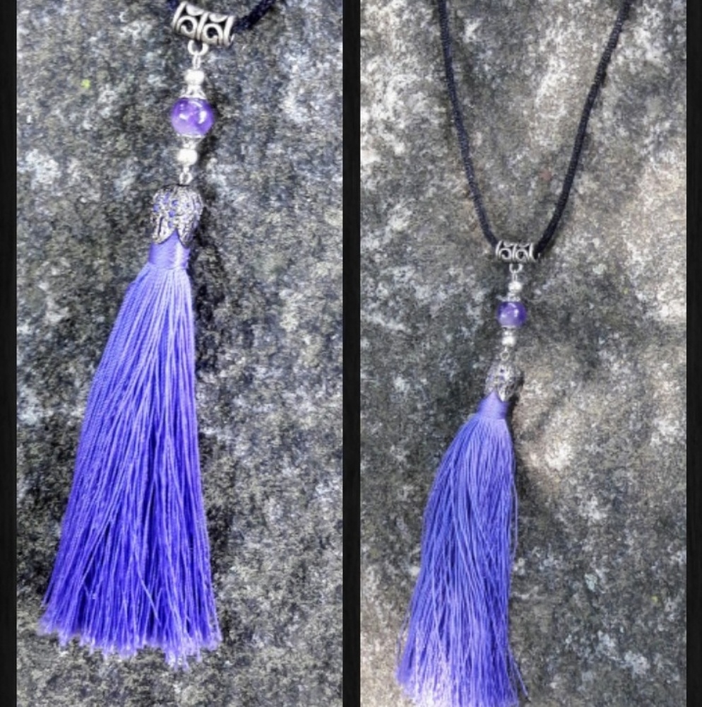 Soul Sisters Amethyst Silk Tassel Necklace